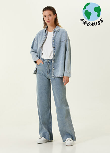 Blue Wide Leg Jeans Pants