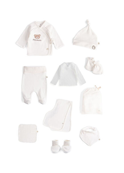 Ecru Organic Cotton Unisex Baby 10-Piece Hospital Outlet Set