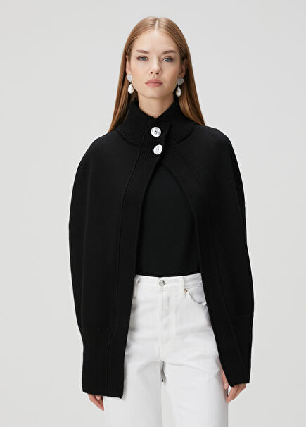 Roxalena Siyah Yün Pelerin