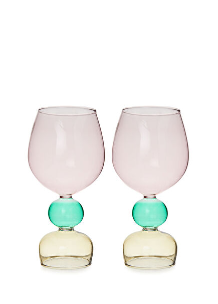 Colorblocked Set Of 2 Glass Cups