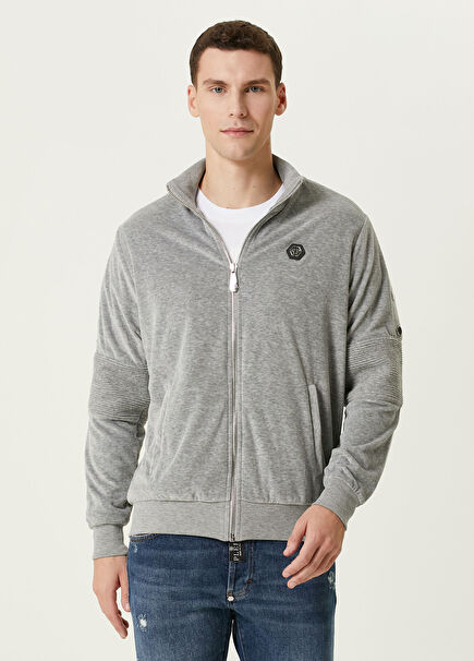 Grey Logo Detailed Sweatshirt