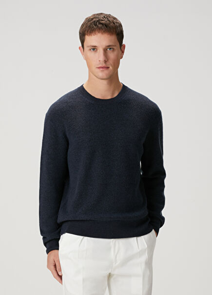 Bistro Dark Blue Linen Sweater