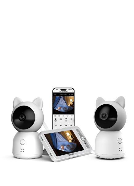 Baby Camera Monitörlü Çoklu İzleme ve Sesli İletişim 5" 2 Adet Akıllı Bebek Kamerası 