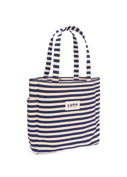 Bonnie Lacivert Krem Çizgili Unisex Omuz Çantası