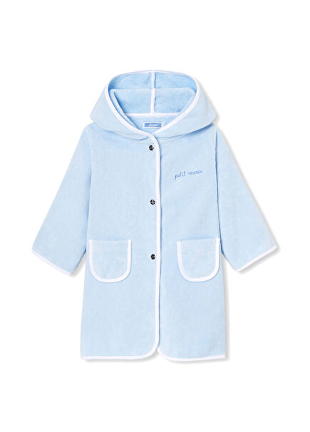 Pale Blue Cotton Terry Baby Boy Bathrobe
