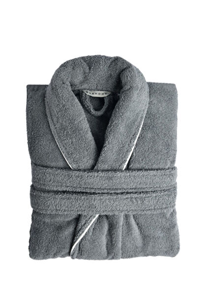 Calin Antrasit %100 Pamuk Biyeli Unisex Bornoz 