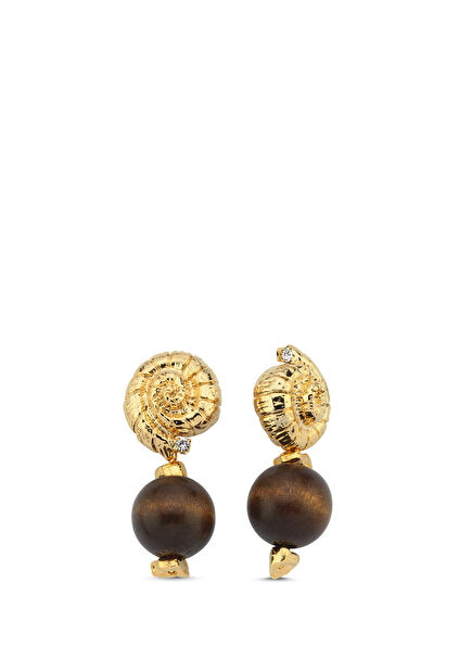 Aqua Wooden Gold Plated Women's Earrings