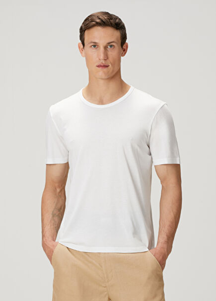 Regular Fit Beyaz Basic T-shirt