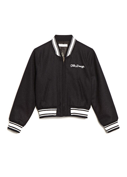 Mavi Logo Detaylı Kız Çocuk Yün Mont