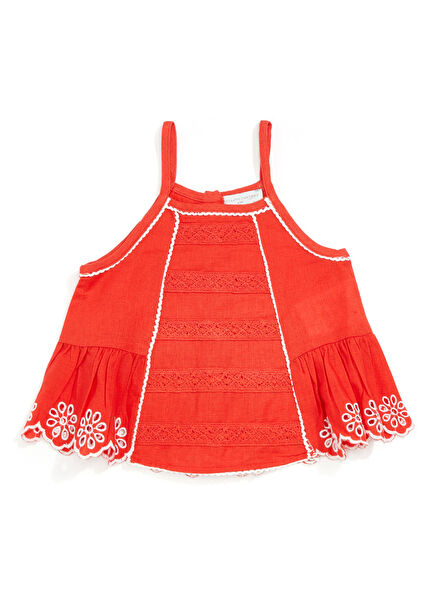 Red Girls Linen Blouse