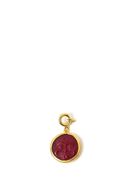 Kırmızı Intaglio 14 Ayar Altın Unisex Charm