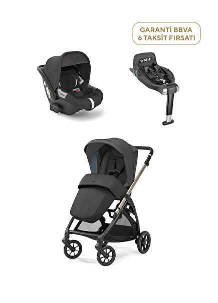 Electa+ Upper Black Tek Elle Katlanabilen Çift Yönlü Bebek Arabası + Ana Kucağı + Baza 3'lü Seyahat Sistem Bebek Arabası