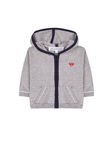 Gri Kapüşonlu Erkek Çocuk Hırka