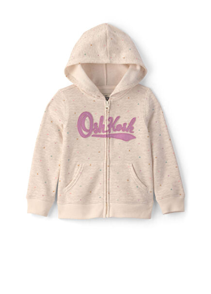 Ekru Kapüşonlu Kız Çocuk Sweatshirt