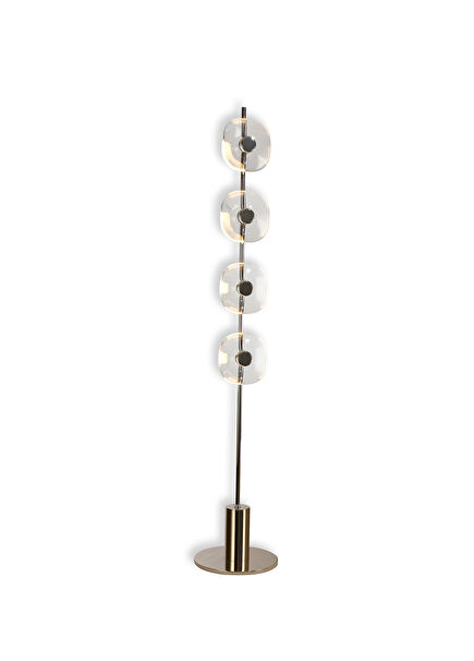 Skopje Transparent Crystal Chrome Metal 4-Piece Floor Lamp