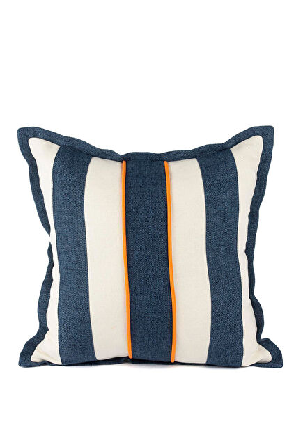 Blue White Striped Linen Pillow Cushion 55x55 cm