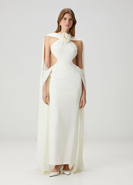 Cuarzo White Maxi Evening Dress