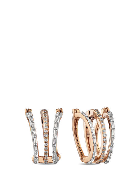 Mondrian Pırlanta Kadın Altın Kıkırdak Küpesi