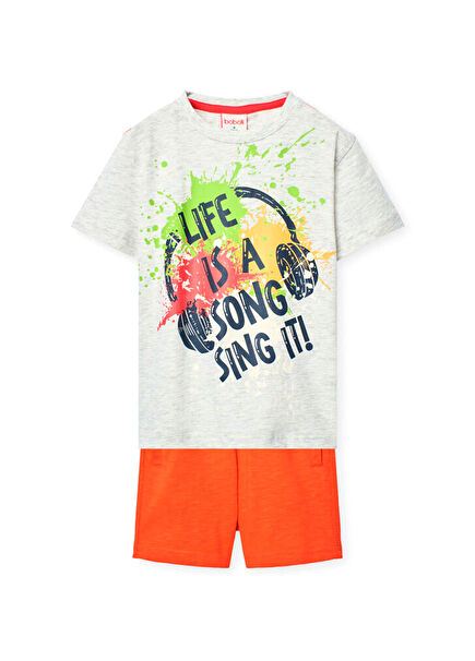Baskılı Kısa Kollu T-Shirt ve Şort Erkek Çocuk 2'li Set