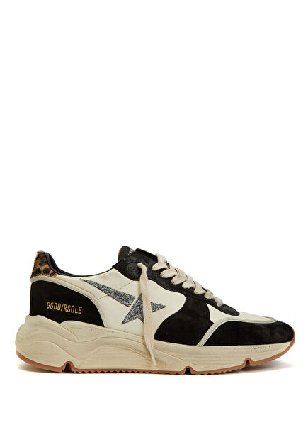 Running Sole Siyah Krem Kadın Deri Sneaker