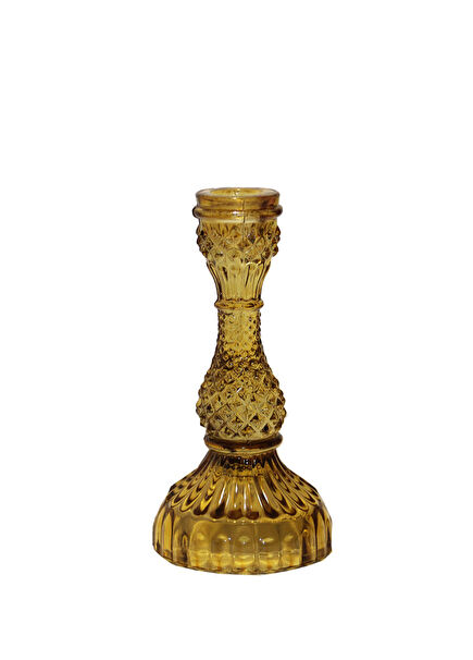 Amber Glass Candle Holder 16x9 cm