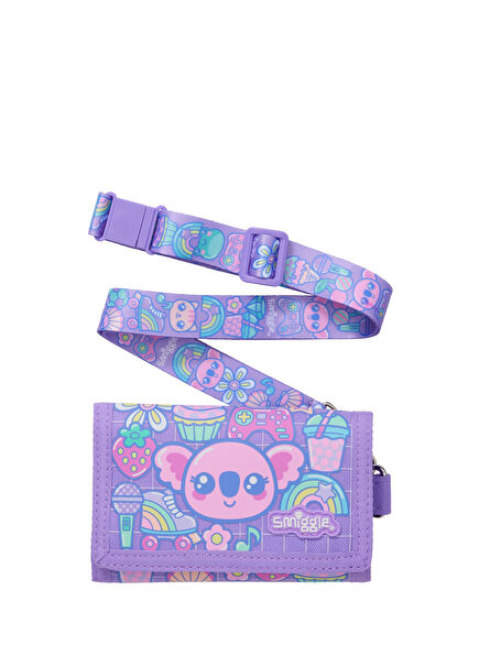 Curious Koala Desenli Lila Kız Çocuk Askılı Cüzdan