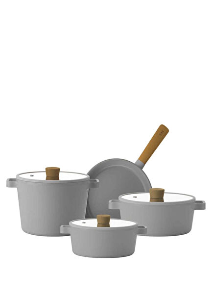 Fika Grey Cast Aluminum 7 Piece Cookware Set