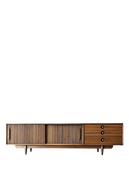 Mazhar Cocoa Solid Wood Tv Unit