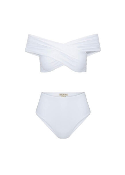Iyo Beyaz Yüksek Bel Kadın Bikini Takımı