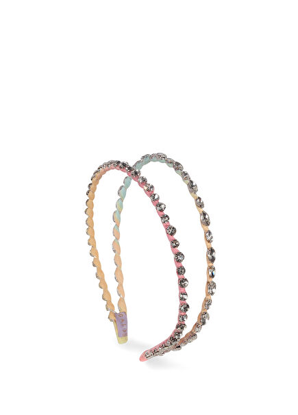 Double Layerd Dusty Sparkle Taç Renkli Kristal Taşlı Kadın Saç Aksesuarı