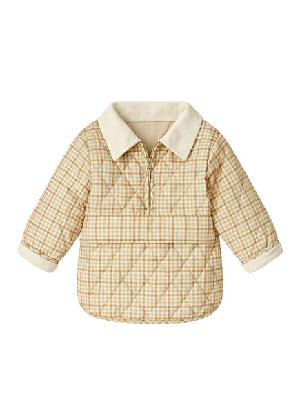 Ninova Brown Check Baby Boy Kangaroo Coat