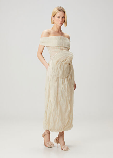 Beige Midi Skirt