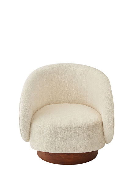 Cozy Solid Wood with Hand Carved Details Beige Single Armchair
