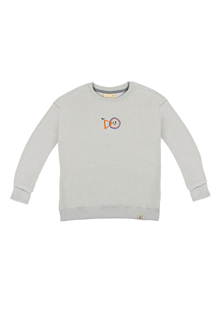 Let's Play Embroidered Grey Long Sleeve Boy's Sweatshirt