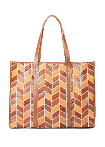 Shopping Chevron Tan Women's Leather Bag