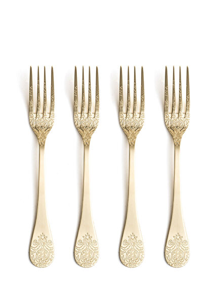 Dume Matte Champagne Steel 4-Piece Dinner Fork Set