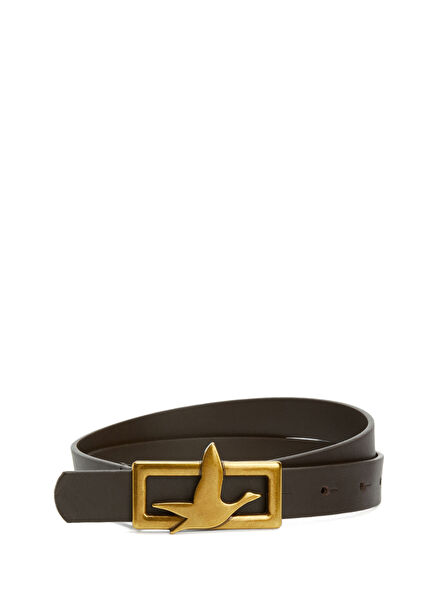 Women's Leather Belt With Brown Goose Logo