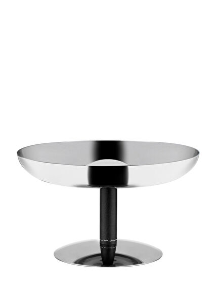 Black Leather Steel Footed Snack Holder 13 cm