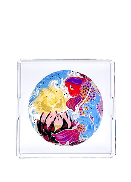 Colorful Koi Fish Patterned Plexi Serving Tray