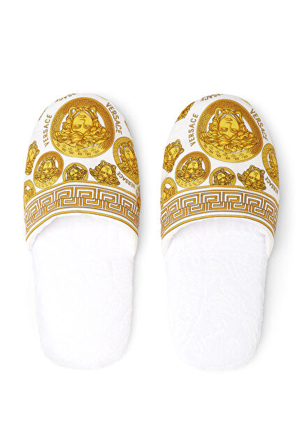 White Gold Medusa Patterned Towel Slipper