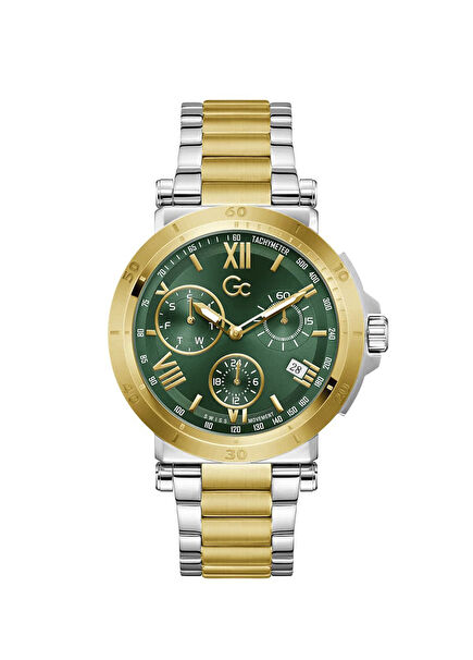 Gc GCY44011G9M Altın Rengi Metalik Gri Çelik Erkek Kol Saati