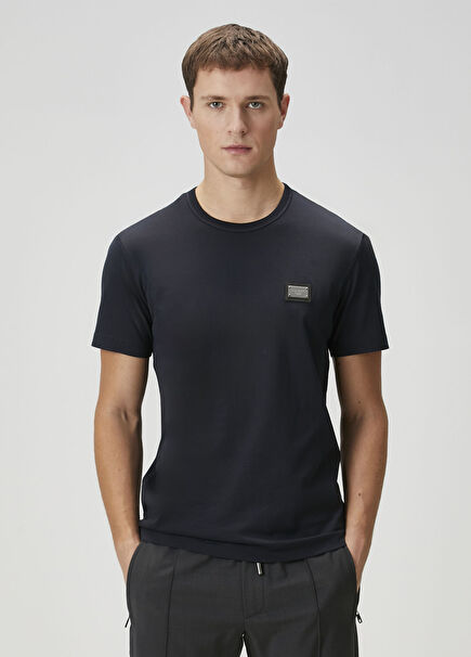 Navy Blue Logo Patched T-Shirt