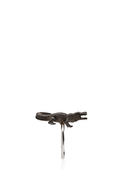 Animals Crocodile Womens Silver Ring