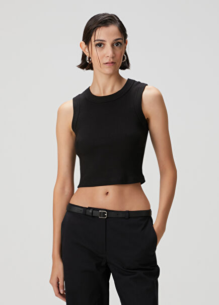 Siyah Bisiklet Yaka Ribli Atlet