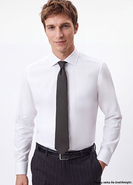 Comfort Fit White Dobby Non-Iron Shirt