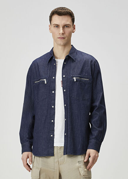 Navy Blue Denim Shirt