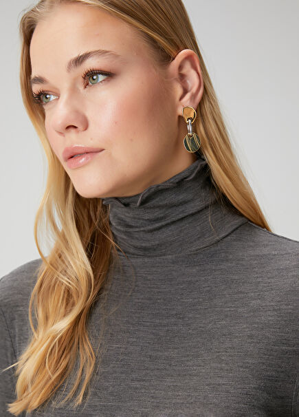 Two-Tone Plate Detailed Women's Earrings