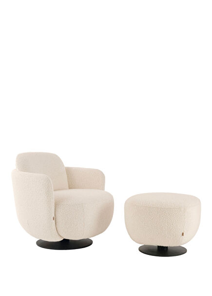 Kubeb Ekru Puflu Döner Berjer Takımı