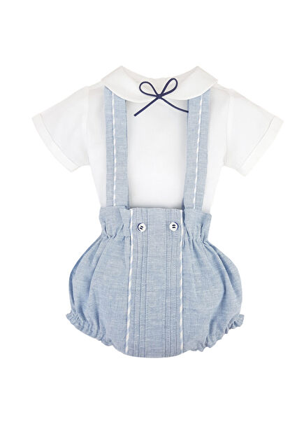 Pamuklu Keten Salopet Pamuklu Gömlek İkili Set