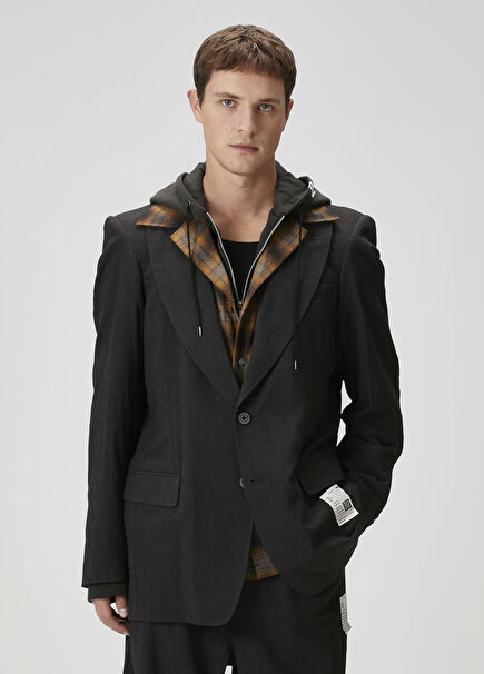 Black Layered Wool Blazer